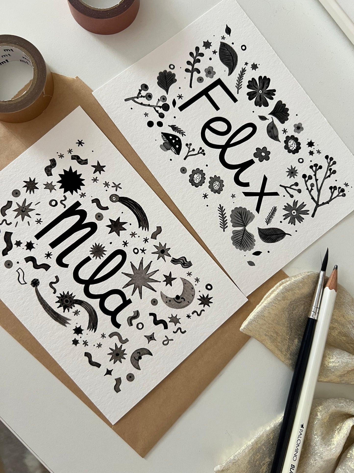 Floral bespoke keepsake name print A6