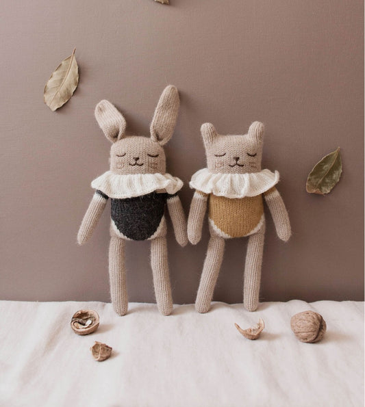 Bunny knit toy in black - main sauvage
