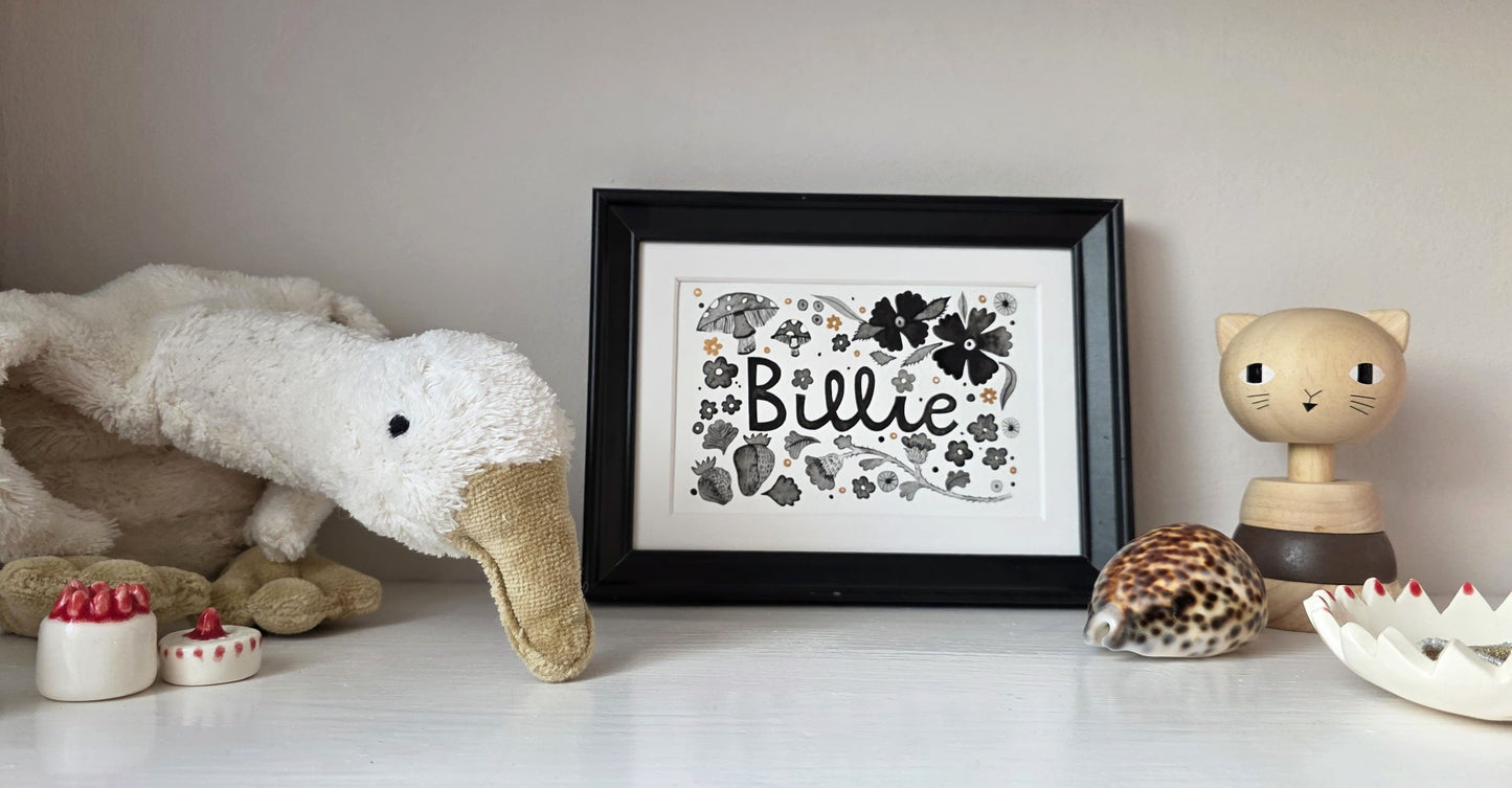 Stars bespoke keepsake name print A6