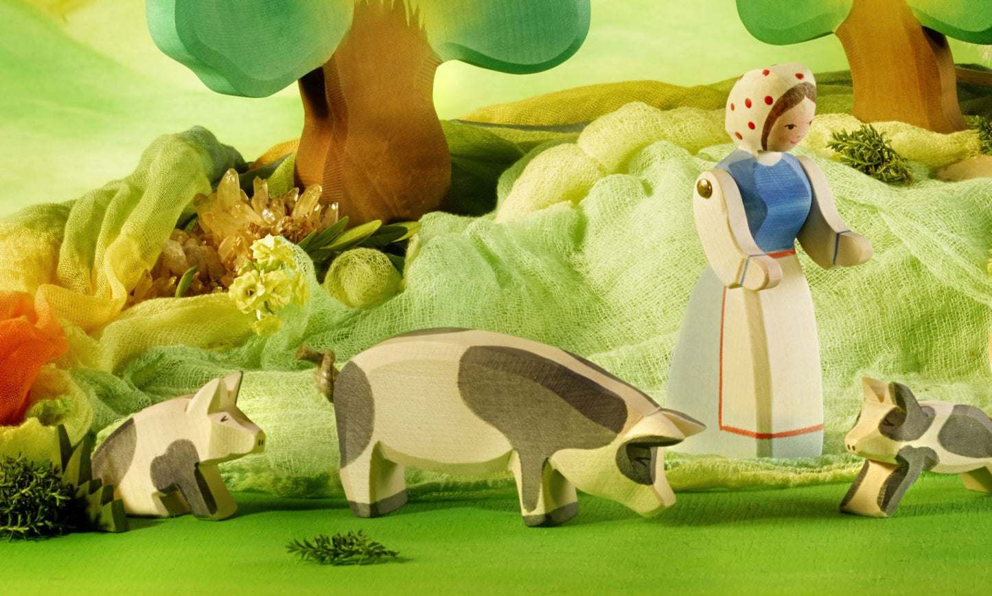 Sitting spotted piglet by Ostheimer