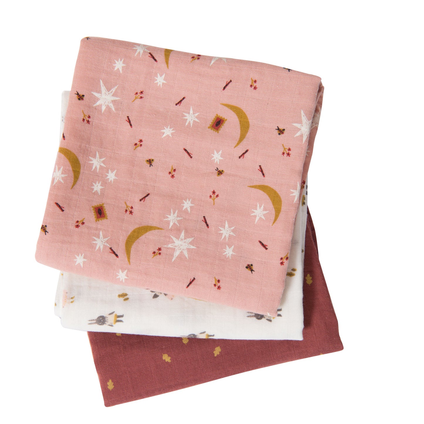 Set of three muslin squares by Moulin Roty