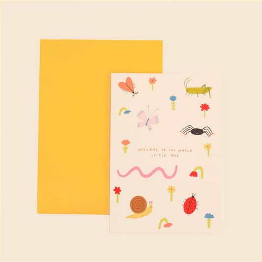 welcome to the world - new baby greetings card - a6