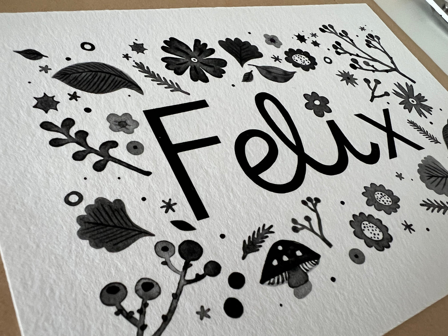 Floral bespoke keepsake name print A6