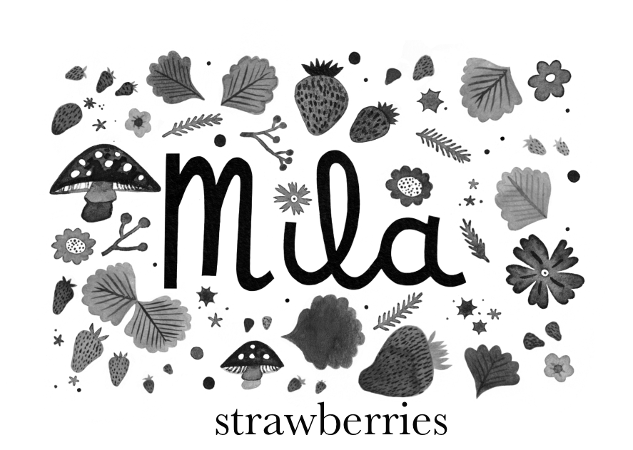 Strawberries bespoke keepsake name print A6