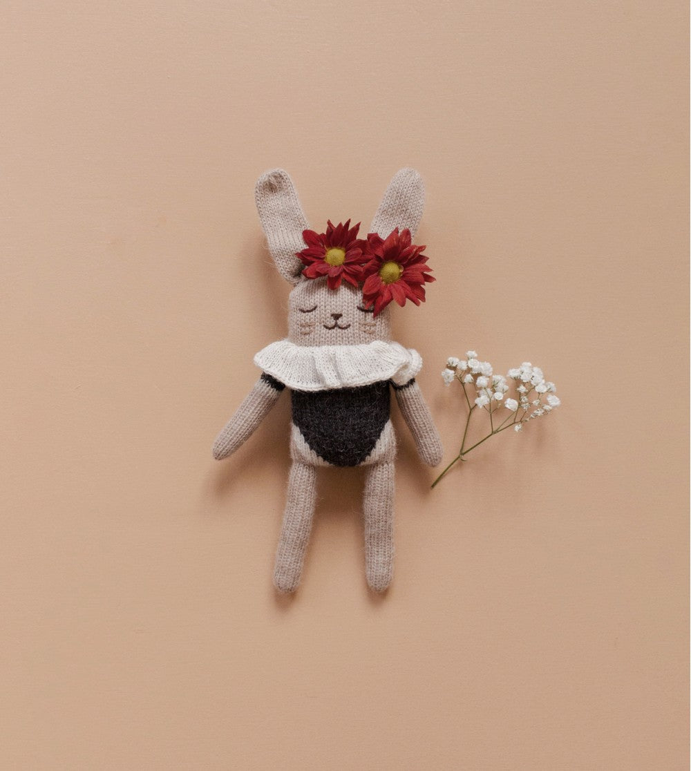 Bunny knit toy in black - main sauvage