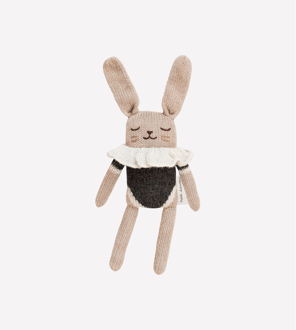 Bunny knit toy in black - main sauvage