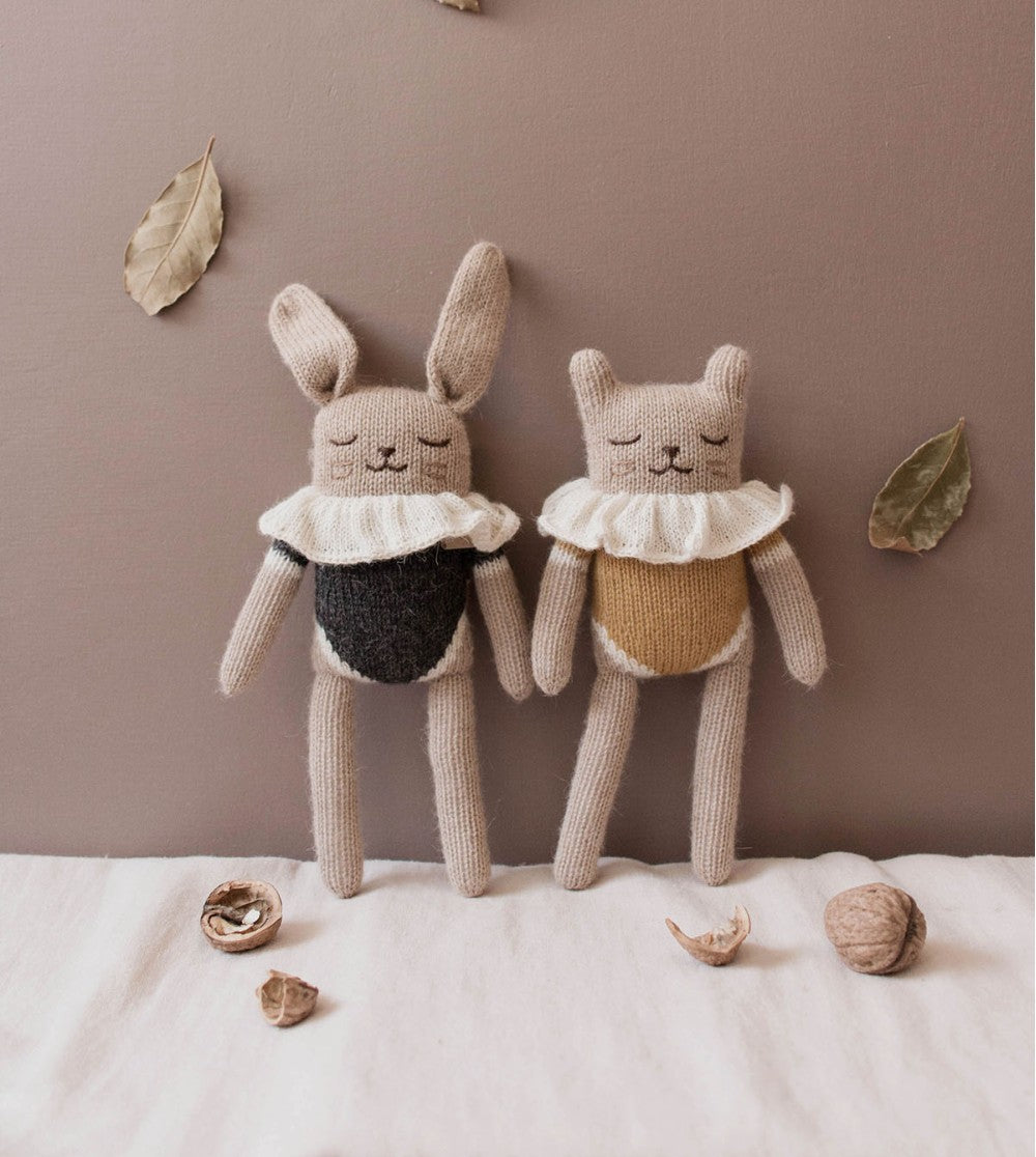Bunny knit toy in black - main sauvage