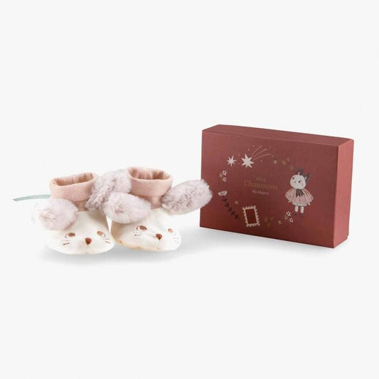 Mouse baby slippers by Moulin Roty