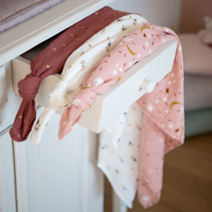 Set of three muslin squares by Moulin Roty