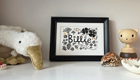 Strawberries bespoke keepsake name print A6