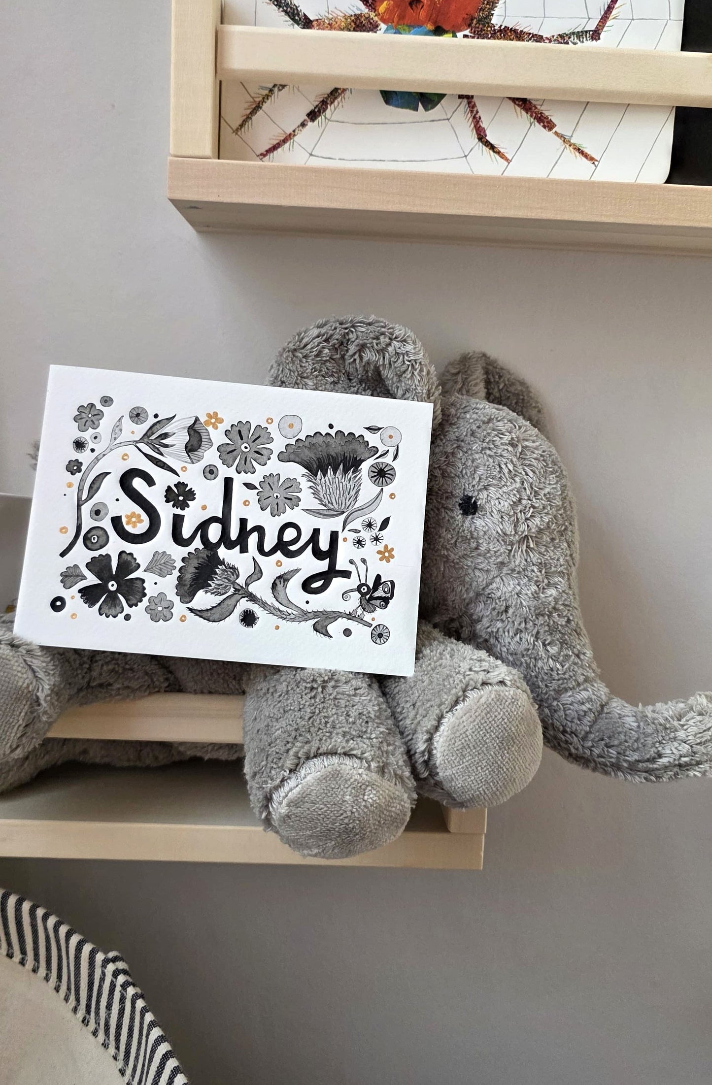 Floral bespoke keepsake name print A6