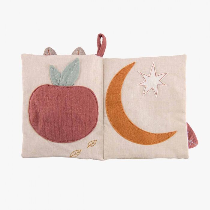 Soft rabbit activity book by Moulin Roty