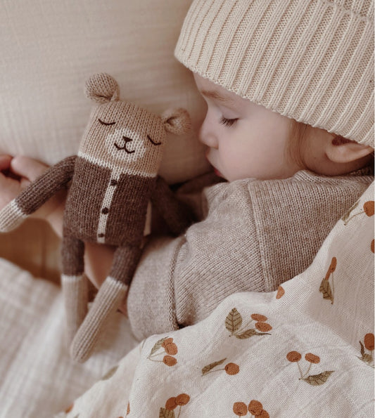 Teddy knit toy in mocha - main sauvage